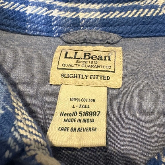 Men’s L.L. Bean Flannel Button-Down Thick Long Sleeve Size Large (Tall) - Picture 7 of 8